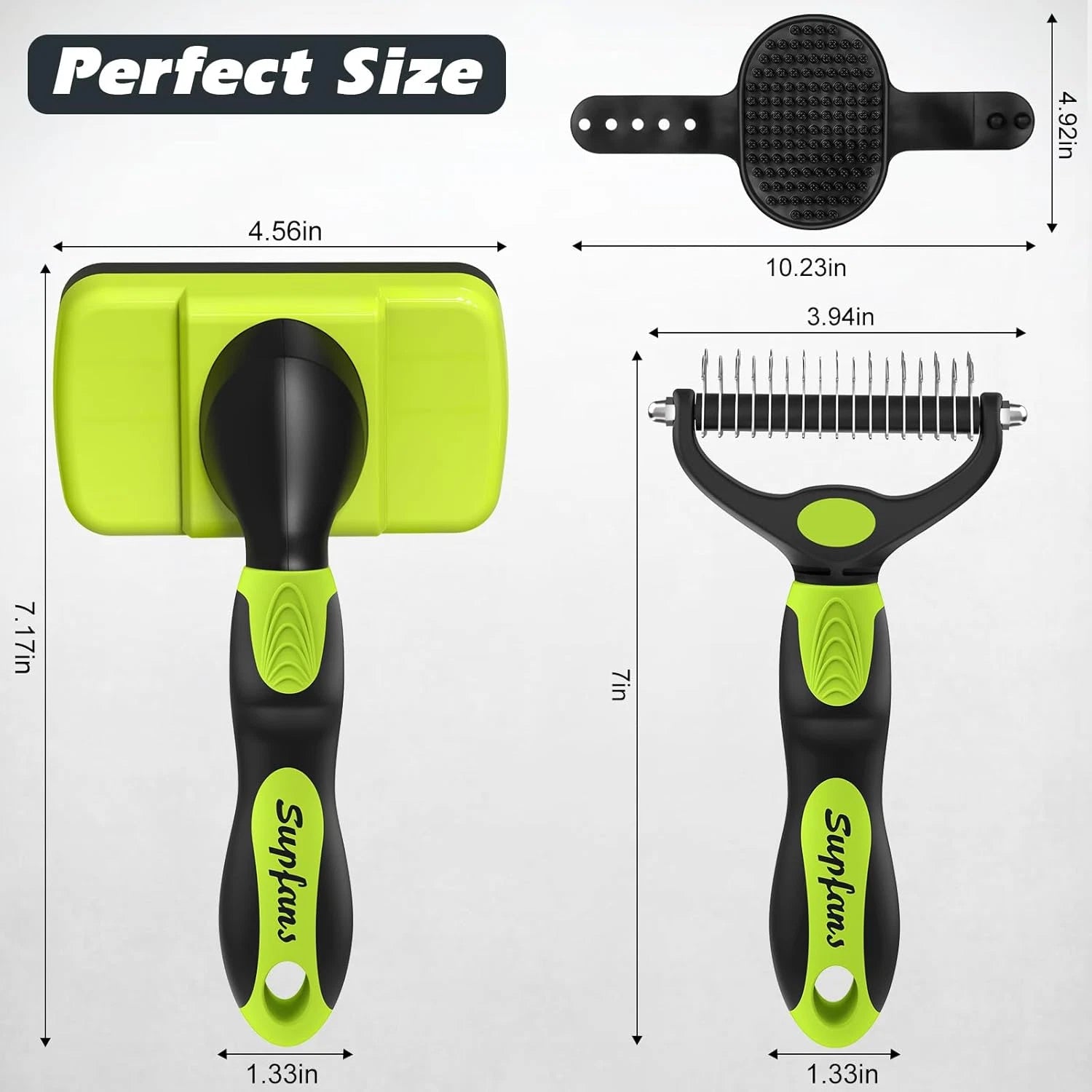 3PCS Dog Grooming Kit - Deshedding Brush, Slicker Brush, Bath Brush and Comb for