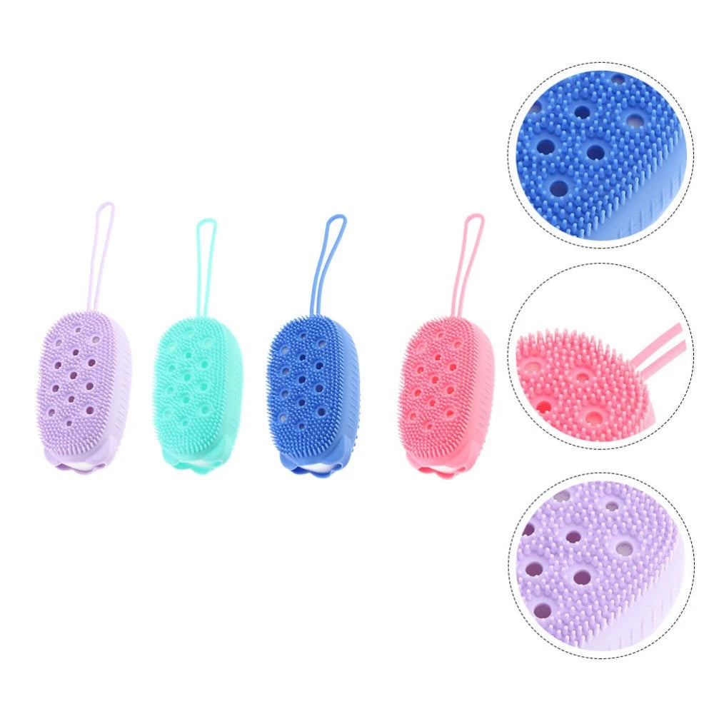 4pcs Silicone Bathing Brushes Double-sided Skin Massager Brushes Random Color