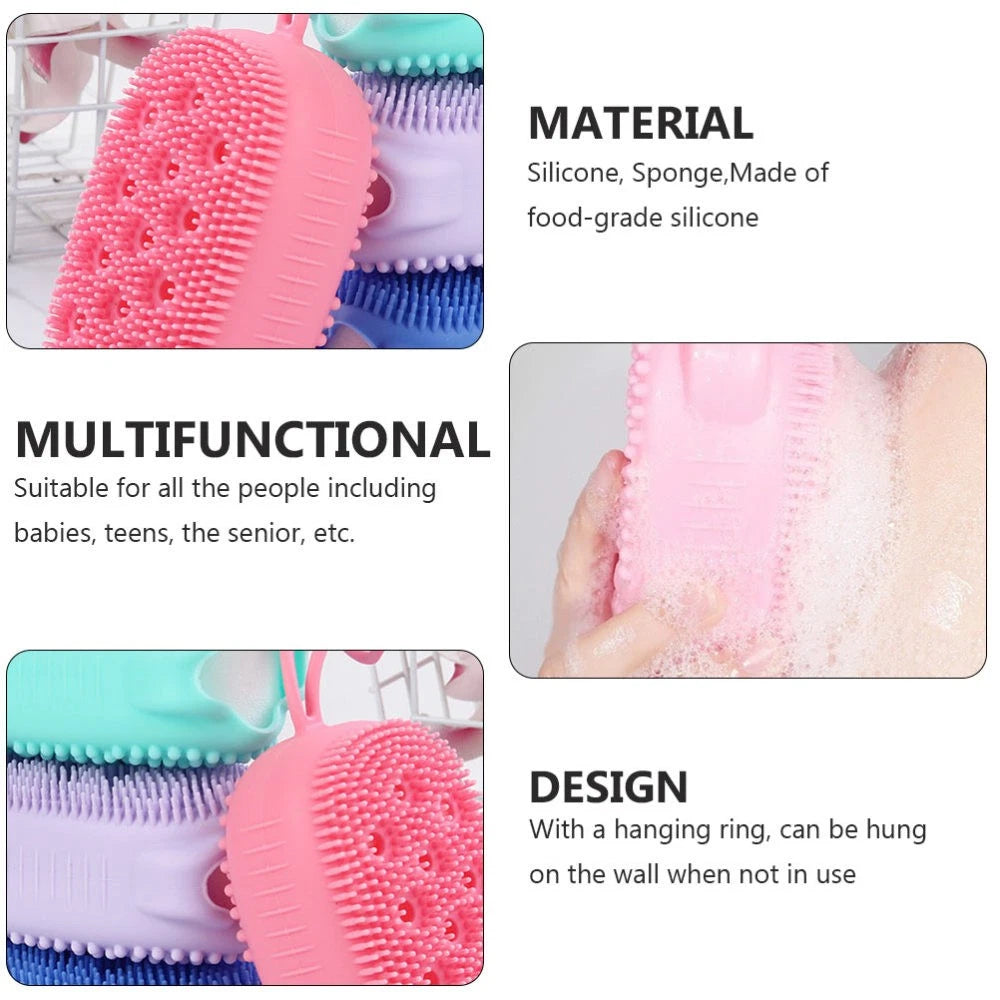 4pcs Silicone Bathing Brushes Double-sided Skin Massager Brushes Random Color