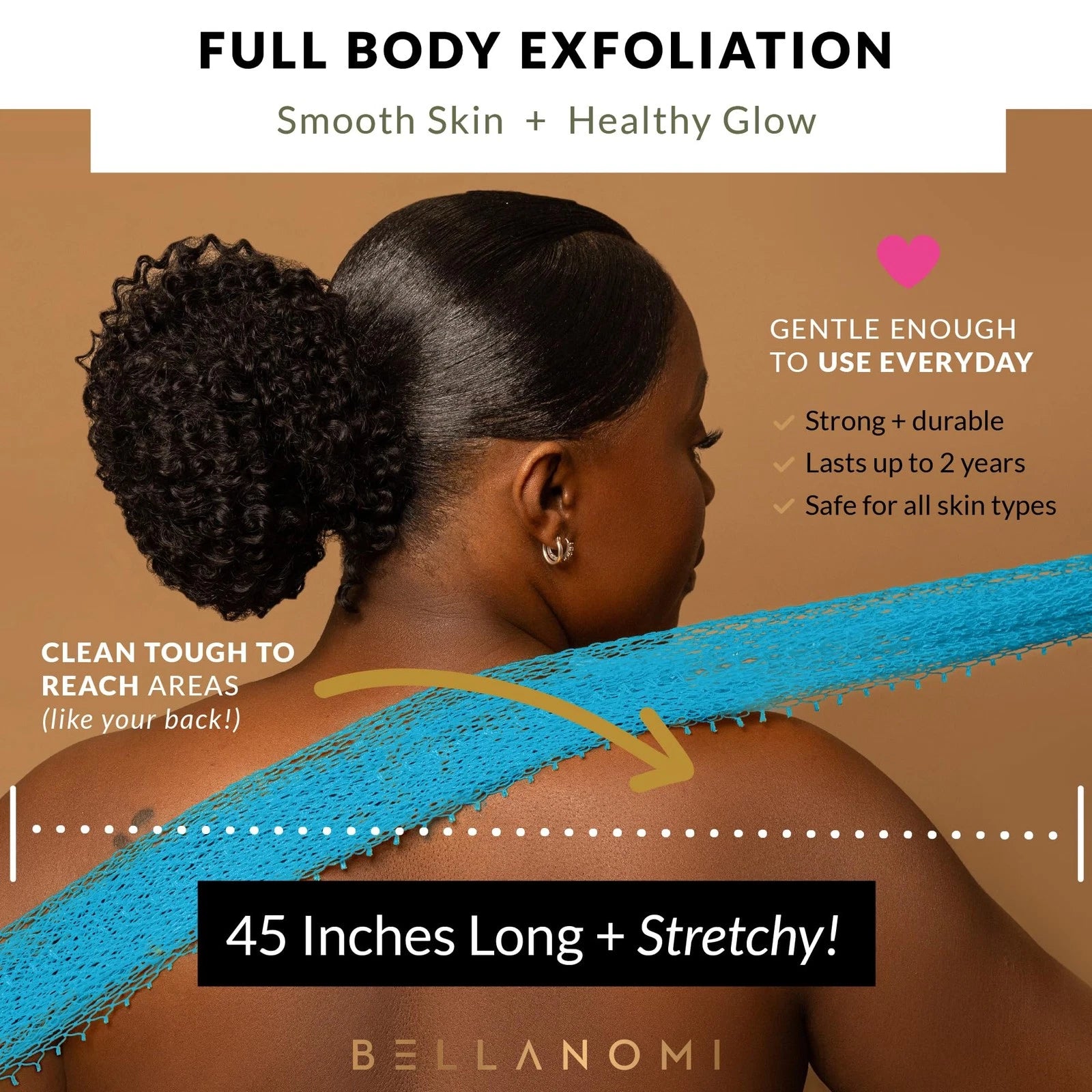 African Exfoliating Net Sponge from Nigeria 45" Long Back Scrubber
