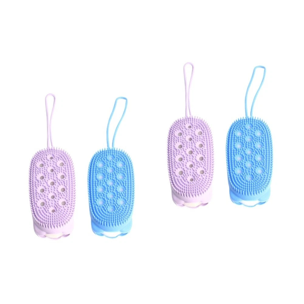 2 Pieces Bath Towel and Brush Child Man Scrubber Body Brushes for Shower