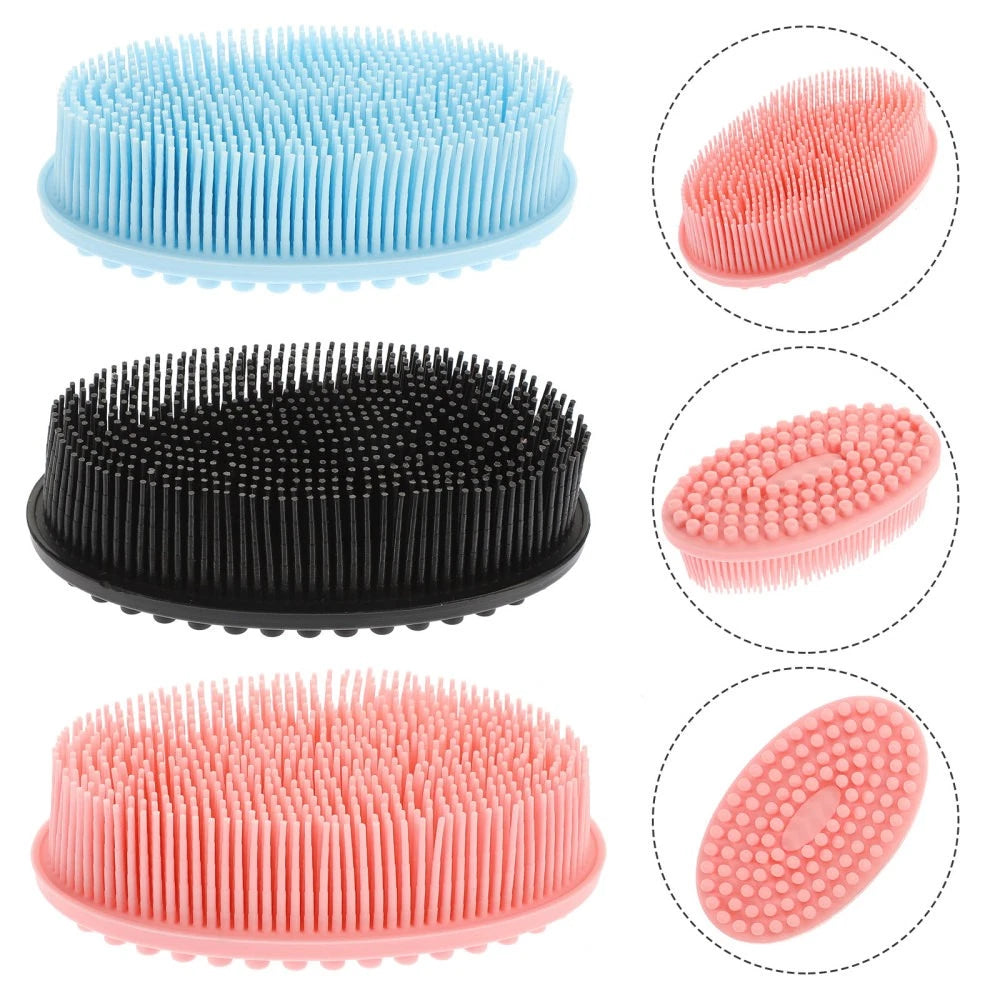3 Pcs Shampoo Bath Brush Child Silicone Body Scrubber Shower for
