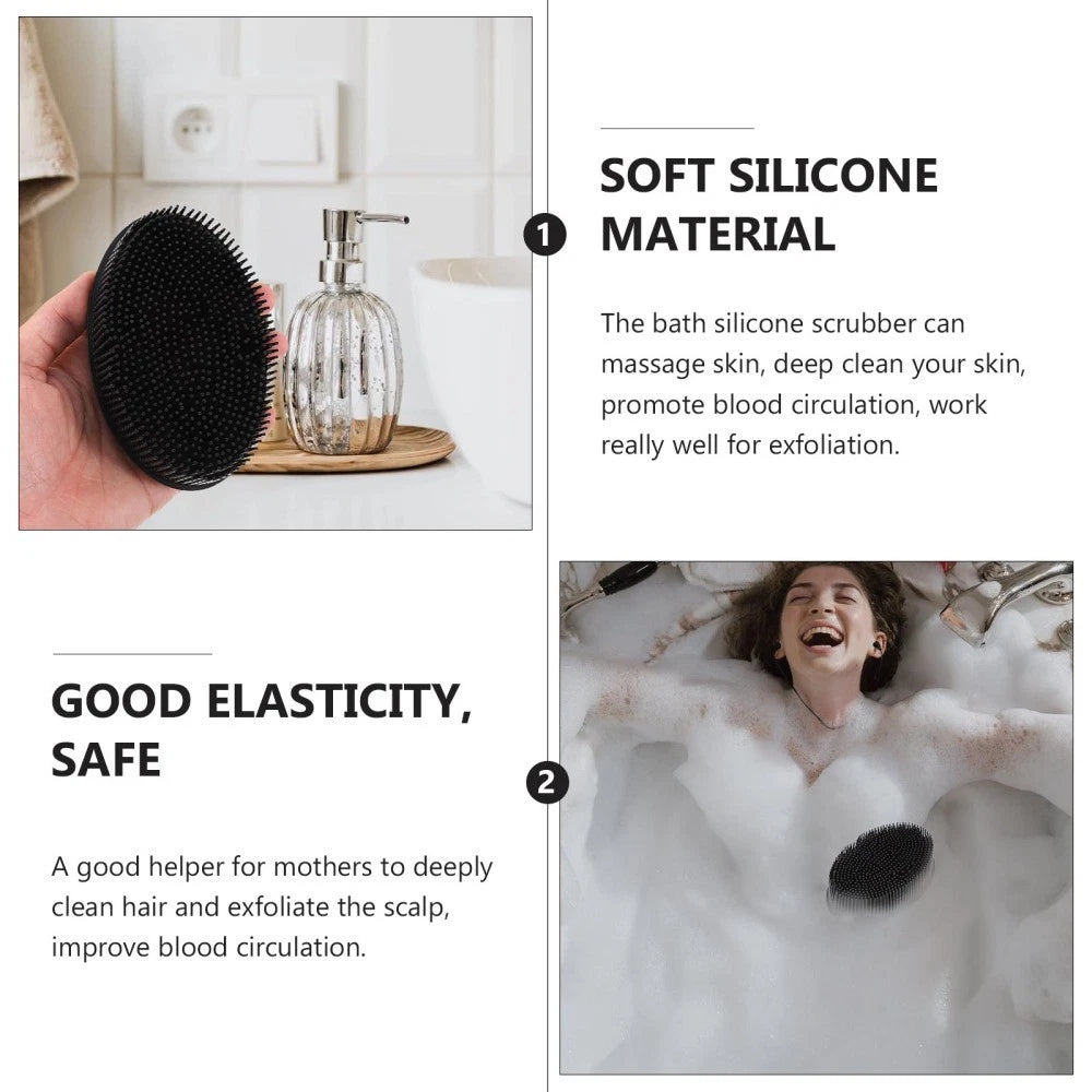2 PCS Silicone Shampoo Brush Woman Baby Body Shower Scrubber Hair Infant Bath