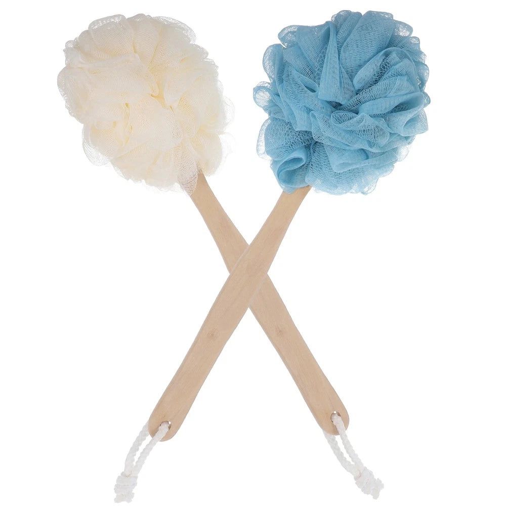 2 Pcs Miss Bath Brushes Long Handles for Elderly Soft Back Scrubber Shower