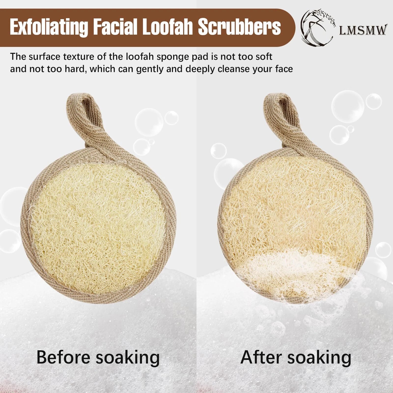 Natural Loofah Exfoliating Bath Brush Back Body Sponge Scrubber for Bath Spa