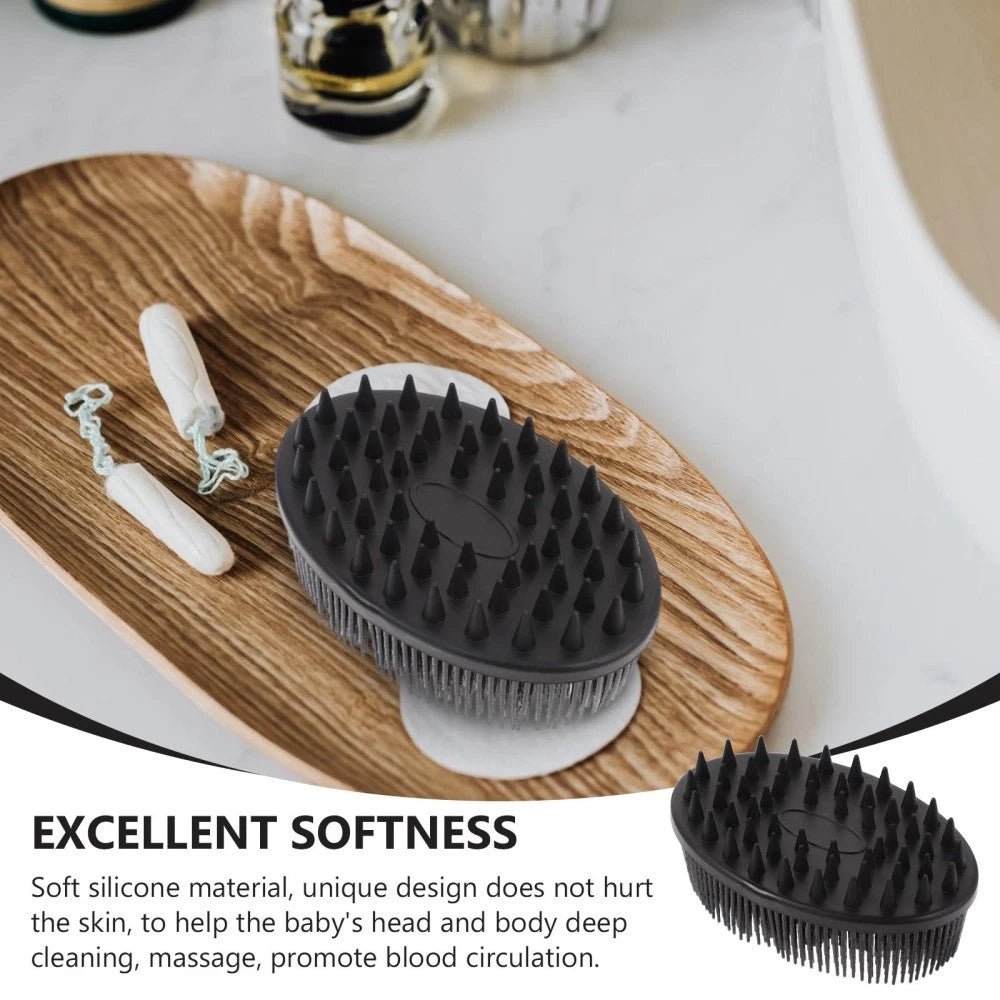 2 PCS Silicone Shampoo Brush Woman Baby Body Shower Scrubber Hair Infant Bath