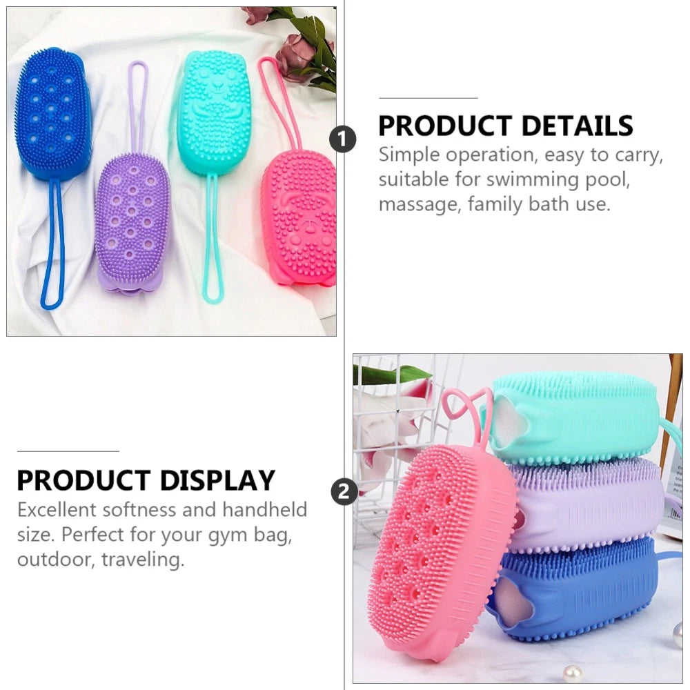 4 Pcs Silicone Bath Towel Men and Women Shower Exfoliating Brush Body