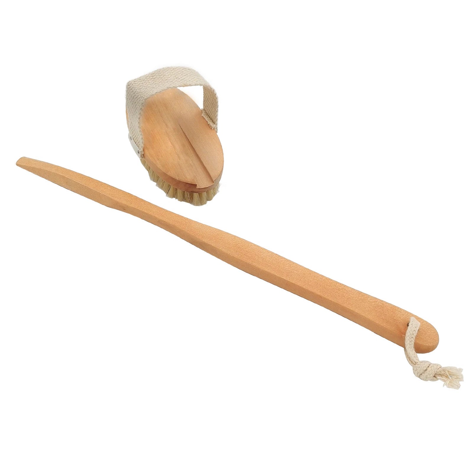 1x Natural Boar Bristle Long Wooden Handle Bath Dry Skin Massage Scrubber
