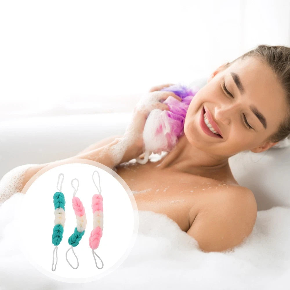 3 Pcs Bath Towel Man Mesh Pouf Scrunchies Body Loofah Exfoliating Scrubber