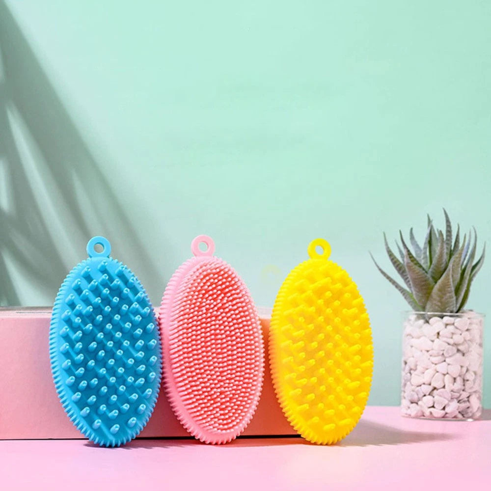 2 Pcs Bath Brush Man Newborn Body Silicone Scrubber Skin Cleaning