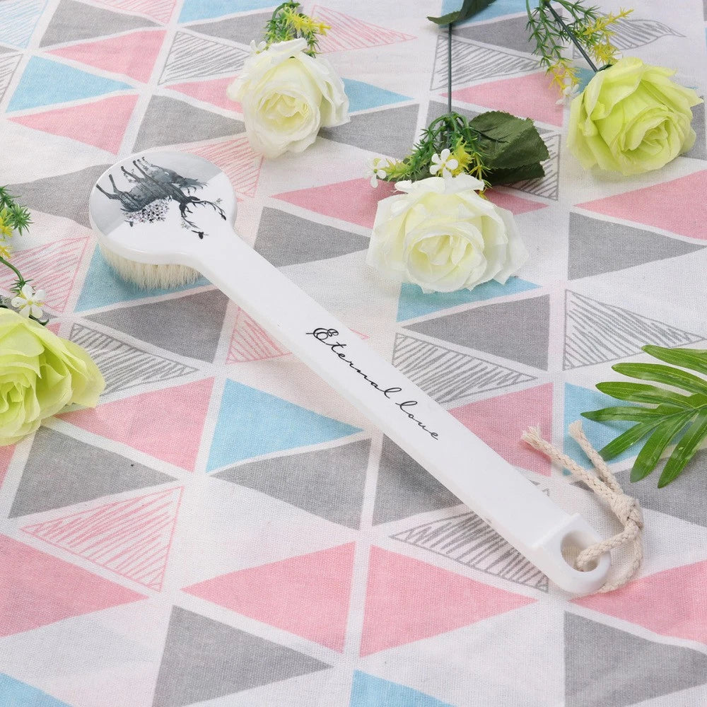 Long Handle Bath Scrubber Printed Exfoliating Shower Brush (Wapiti)