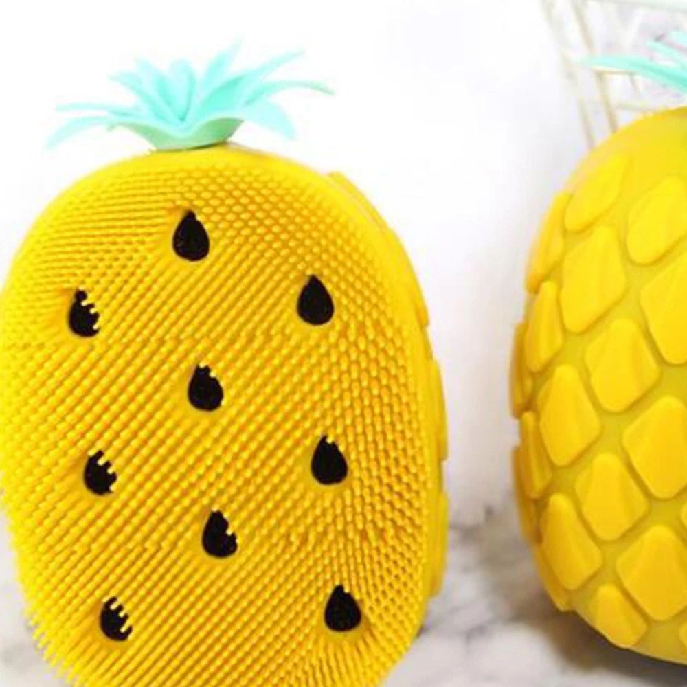 3 pcs Silicone Bath Brush Cartoon Pineapple Shape Body Shower Brush Body