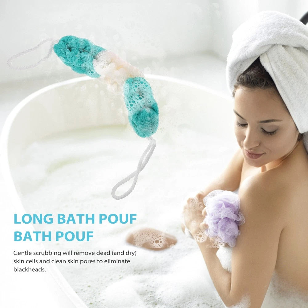 3 Pcs Bath Towel Man Mesh Pouf Scrunchies Body Loofah Exfoliating Scrubber