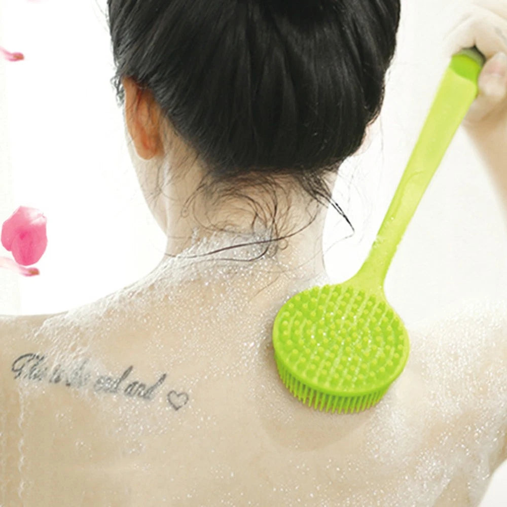 2pcs Silicone Body Brush Long Handle Shower Brush Body Scrub Bath Brush for