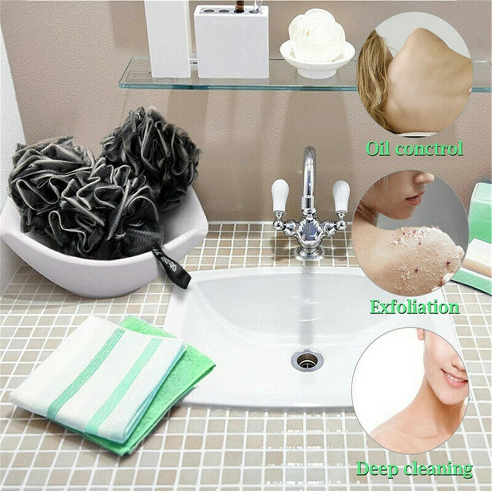 Large Bath Shower Scrub Exfoliating Body Brush Scrubber Sponge Ball Mesh Puff`-