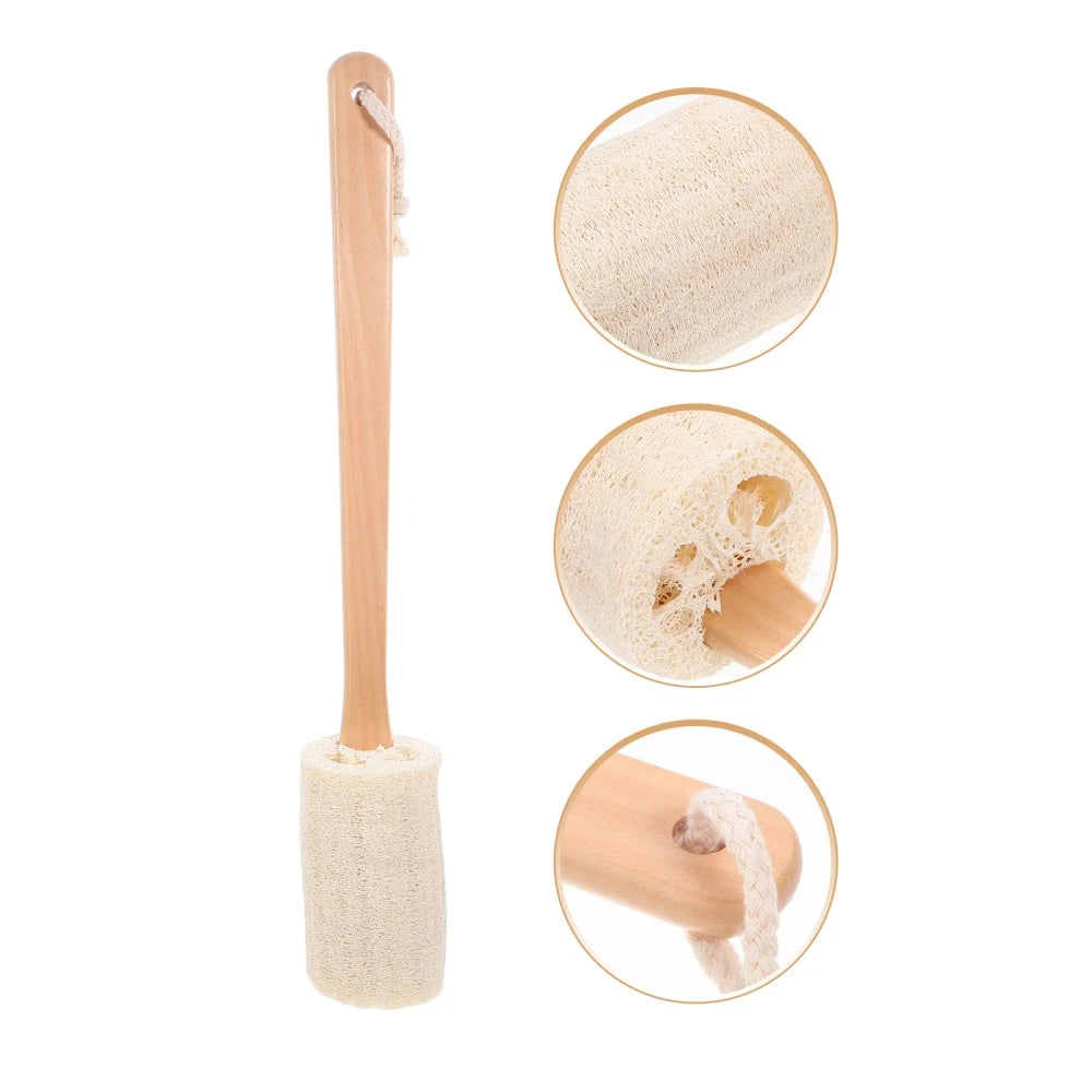 Loofah Bath Brush with Wooden Handle for Exfoliating Skin