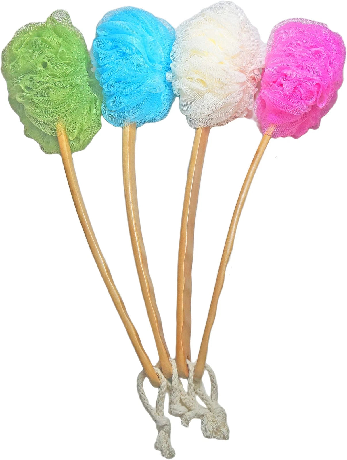 4 Pack Long Handled Exfoliating Loofah Back Scrubber Bath Body Sponge for Shower