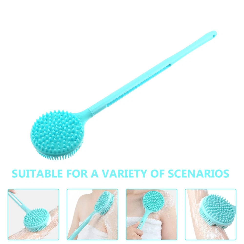 Long Handle Bath Shower Silicone Brush Back Skin Exfoliating Massaging Scrubber