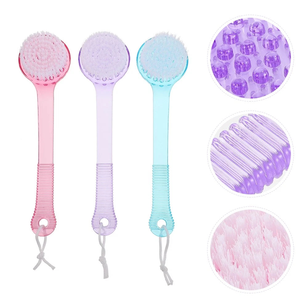 3 Pcs Bath Brush Bursh Shower Tool Back Loofah Exfoliating Body Scrubber