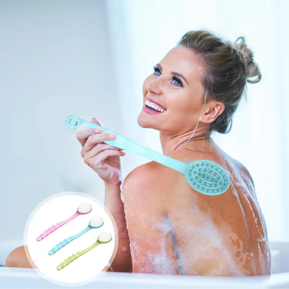 3 Pcs Long Handle Bath Brush Back Scrubber Body Massage Shower Brush