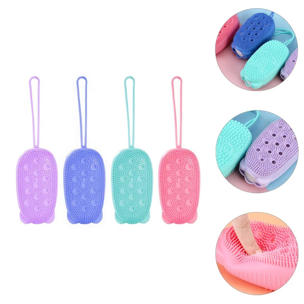 4 Pcs Silicone Bath Towel Men and Women Shower Exfoliating Brush Body