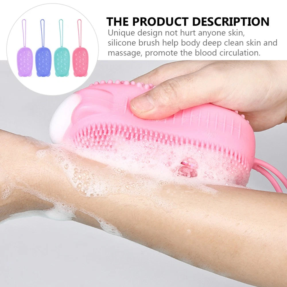 4 Pcs Silicone Bath Towel Men and Women Shower Exfoliating Brush Body