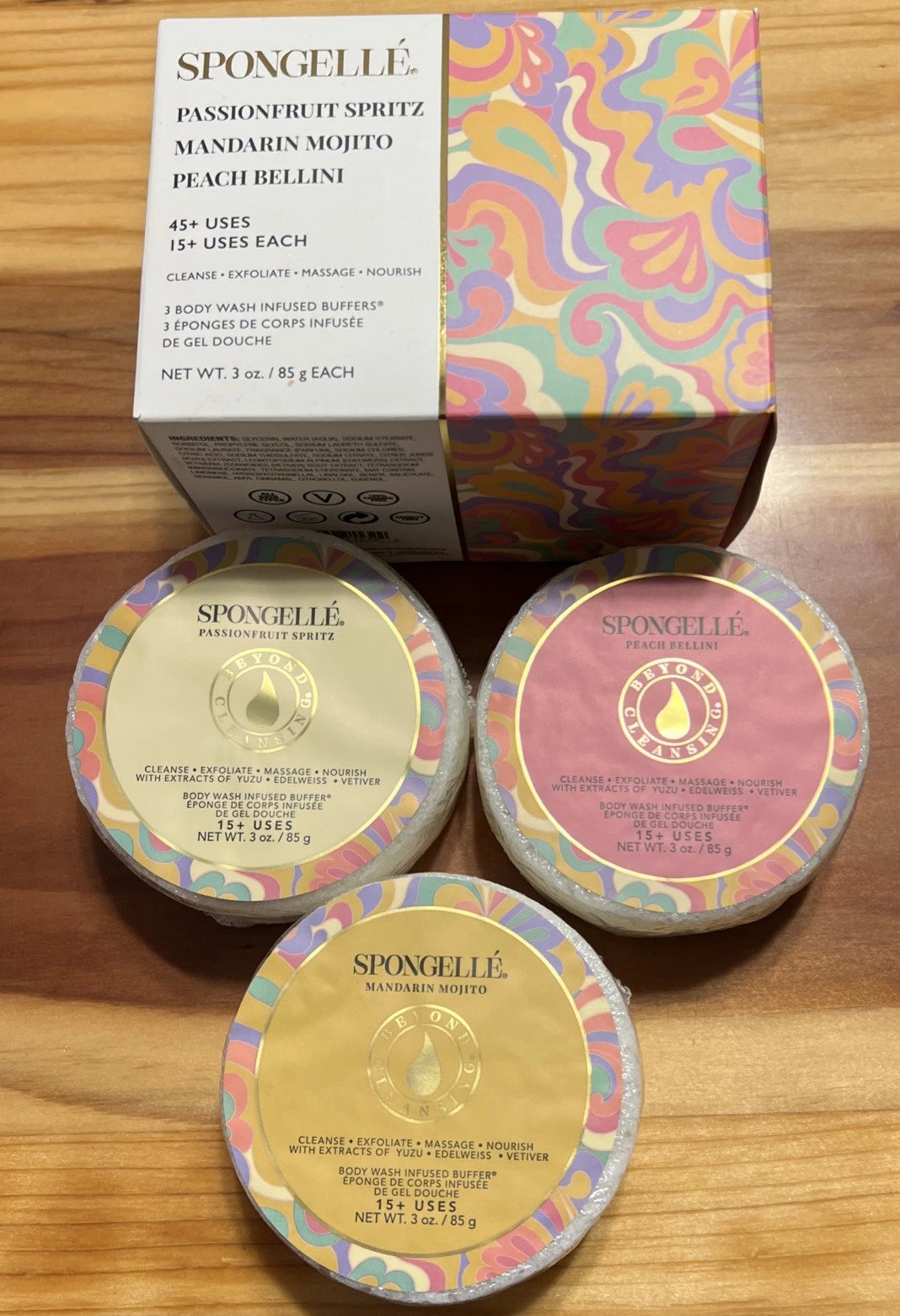 Spongelle PASSIONFRUIT SPRITZ * MANDARIN MOJITO * PEACH BELLINI Trio (3) Buffers