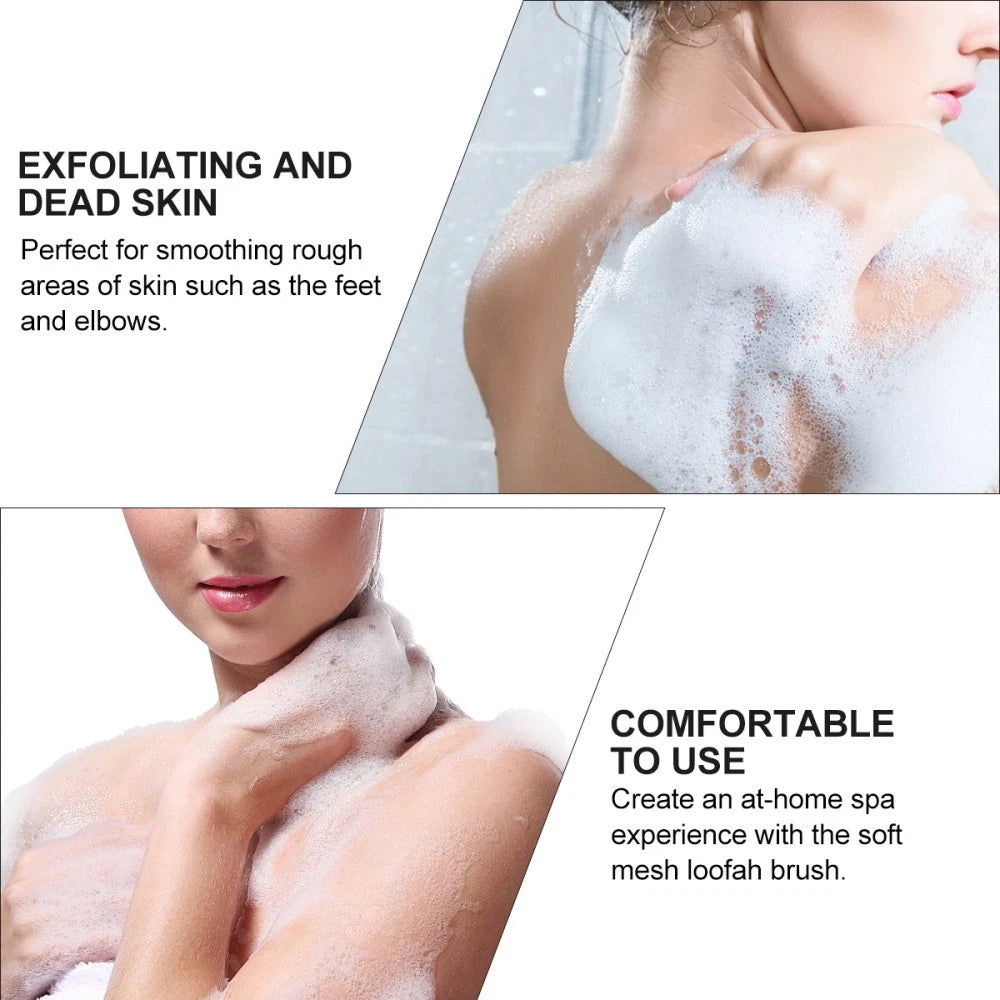 Mesh Loofah Bath Sponge Brush Long Handle Exfoliating Scrubber for