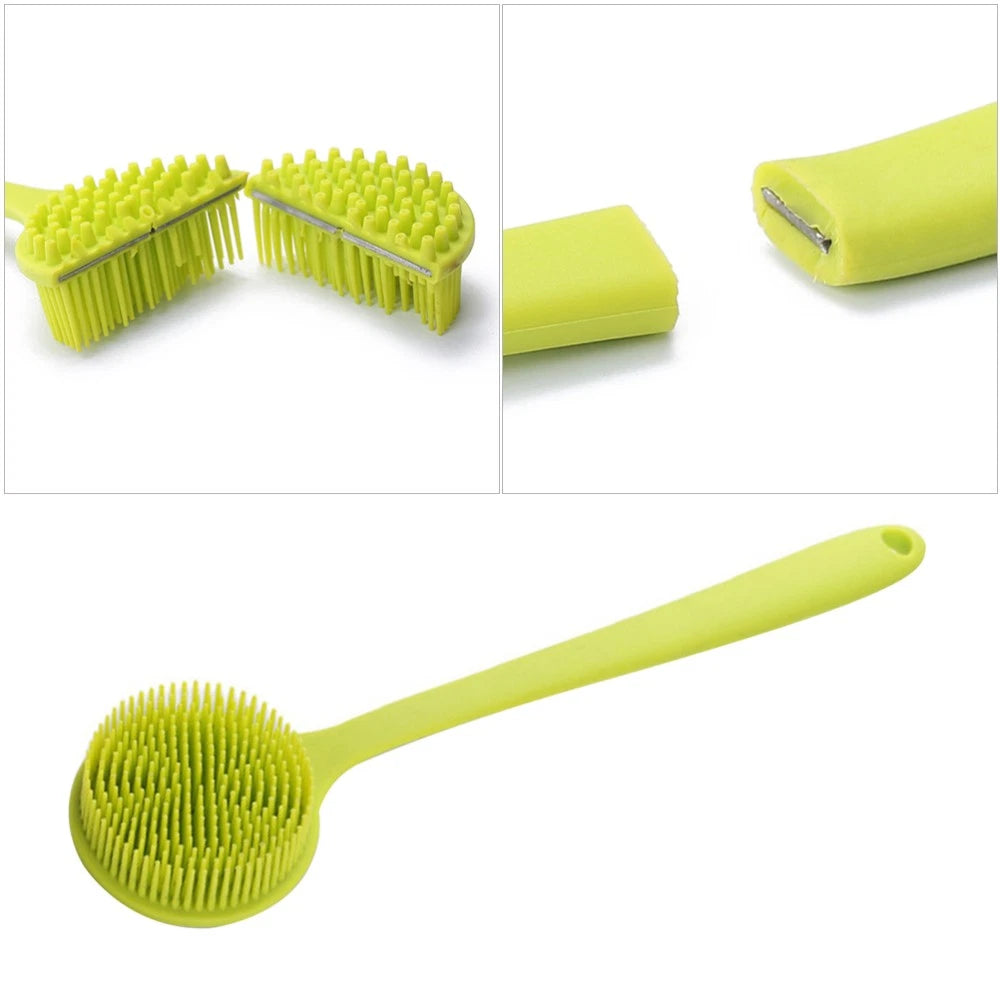 2pcs Silicone Body Brush Long Handle Shower Brush Body Scrub Bath Brush for