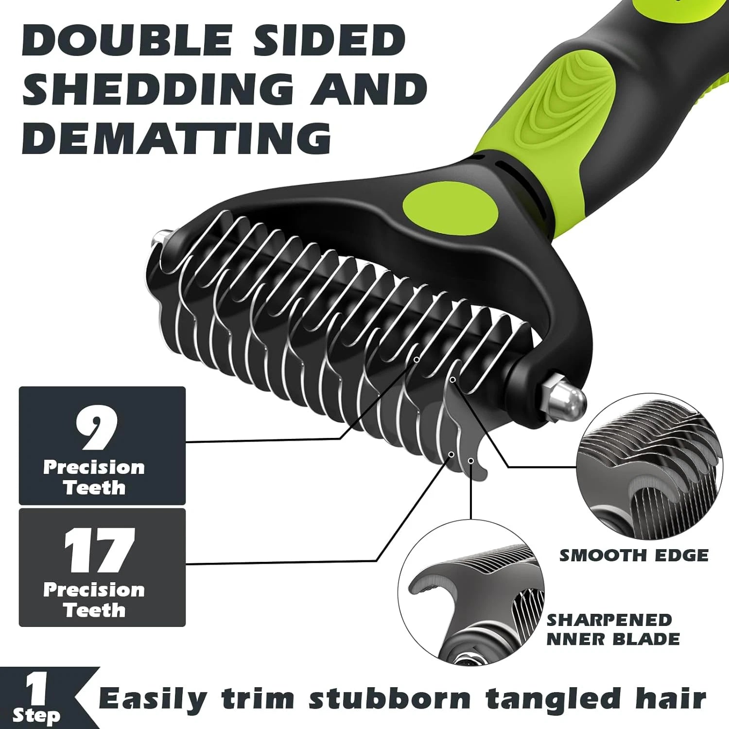 3PCS Dog Grooming Kit - Deshedding Brush, Slicker Brush, Bath Brush and Comb for