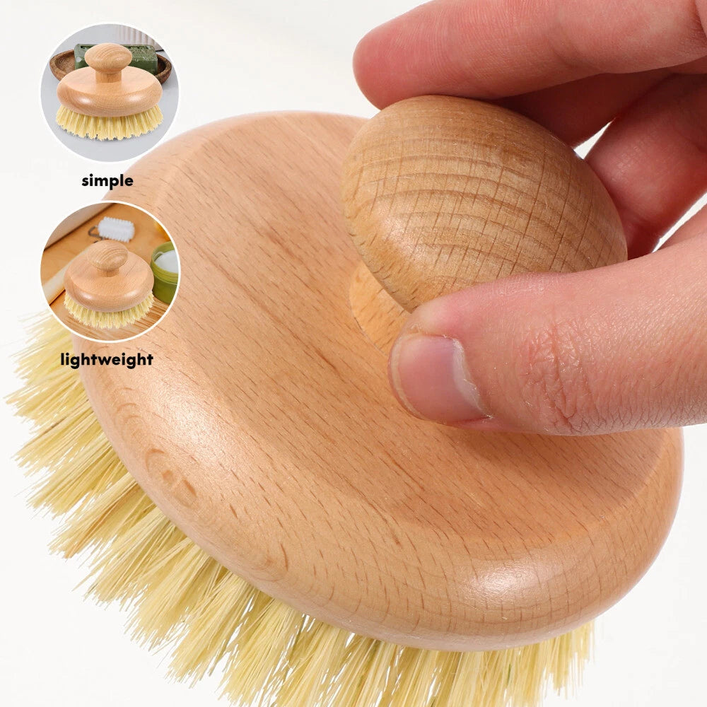 1pc Household Bath Brush Massage Brush Round-shaped Handle Cleaning Brush