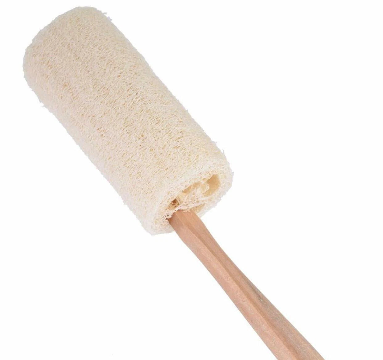 Natural Loofah Bath Brush with Long Wood Handle. Exfoliator. Spa Massager.