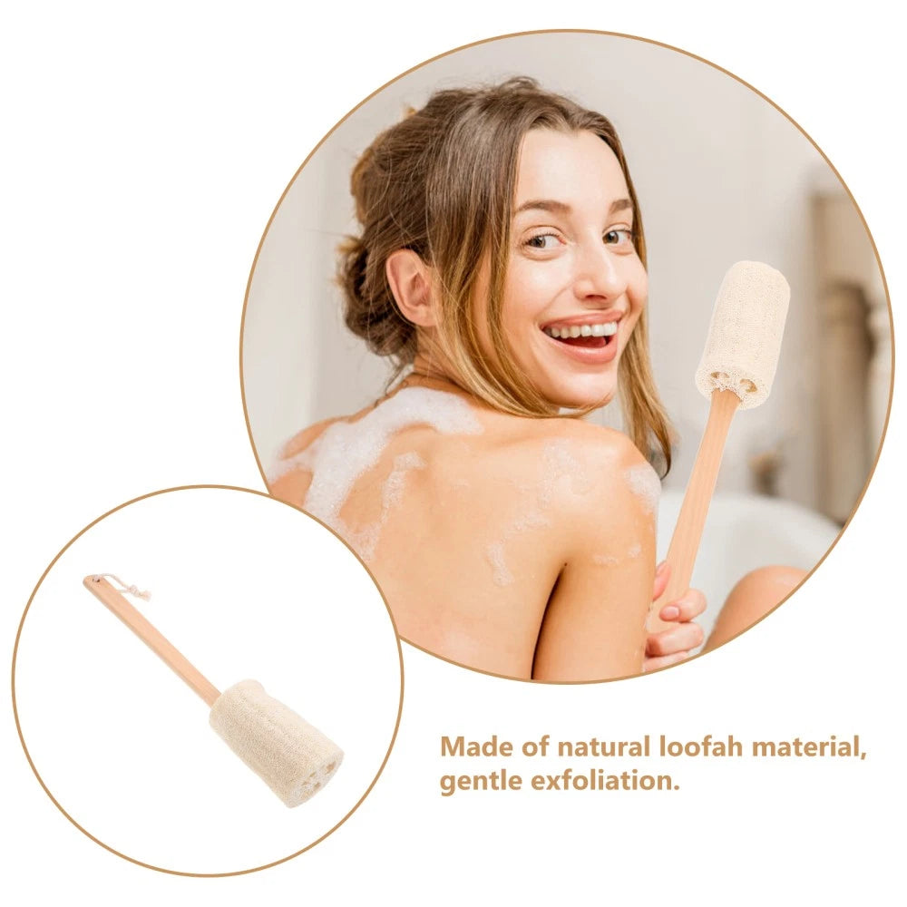 Natural Loofah Exfoliating Brush Long Handle Bath Cleaning Tool