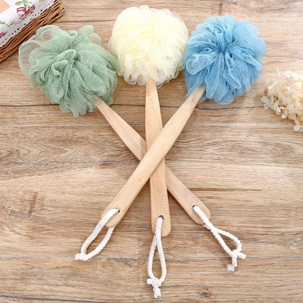 4 Pcs Wooden Handle Back Bath Brush Exfoliating Cleaning Scrubber Bathing Balls