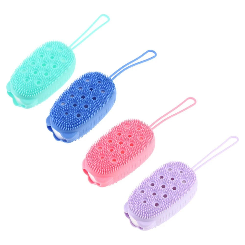4pcs Silicone Bathing Brushes Double-sided Skin Massager Brushes Random Color