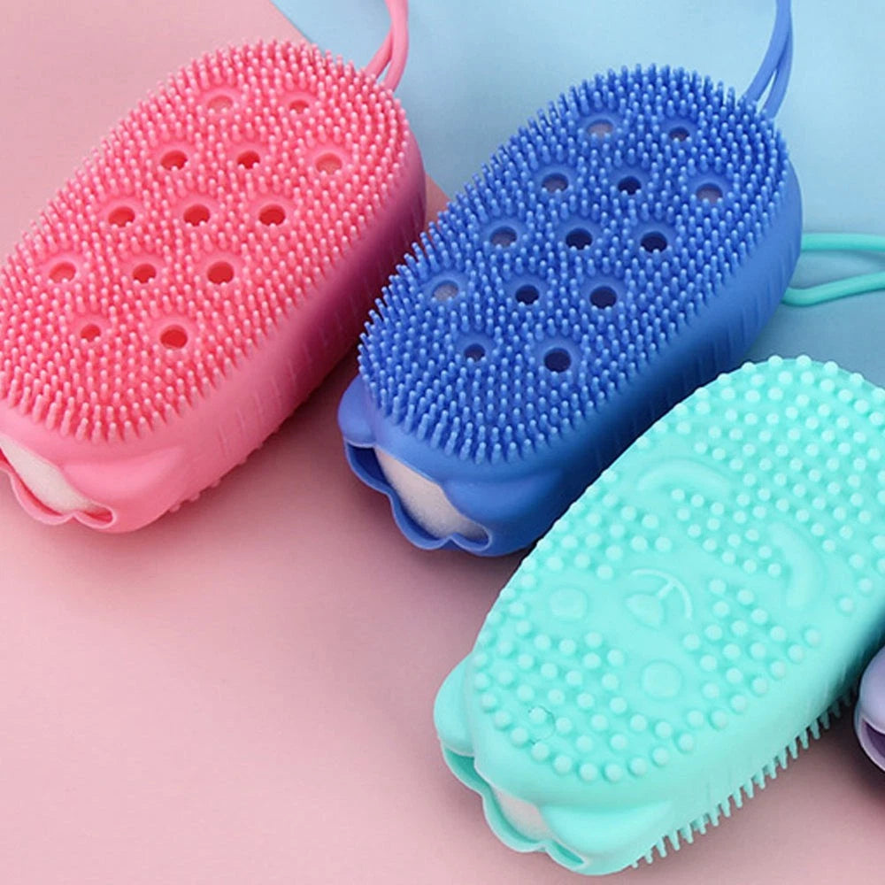 4pcs Silicone Bathing Brushes Double-sided Skin Massager Brushes Random Color