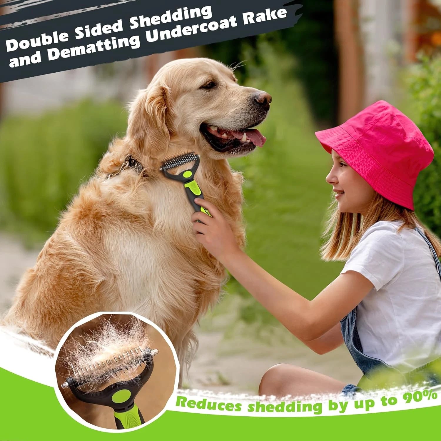 3PCS Dog Grooming Kit - Deshedding Brush, Slicker Brush, Bath Brush and Comb for