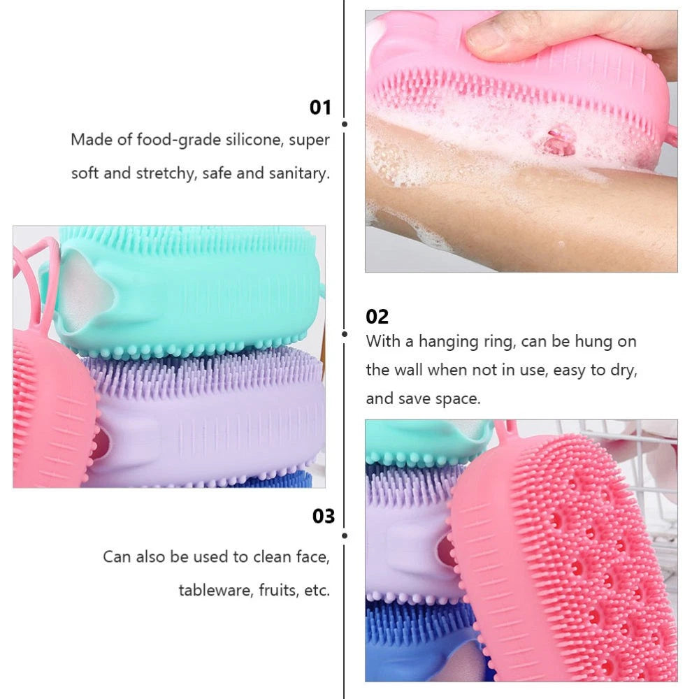4pcs Silicone Bathing Brushes Double-sided Skin Massager Brushes Random Color