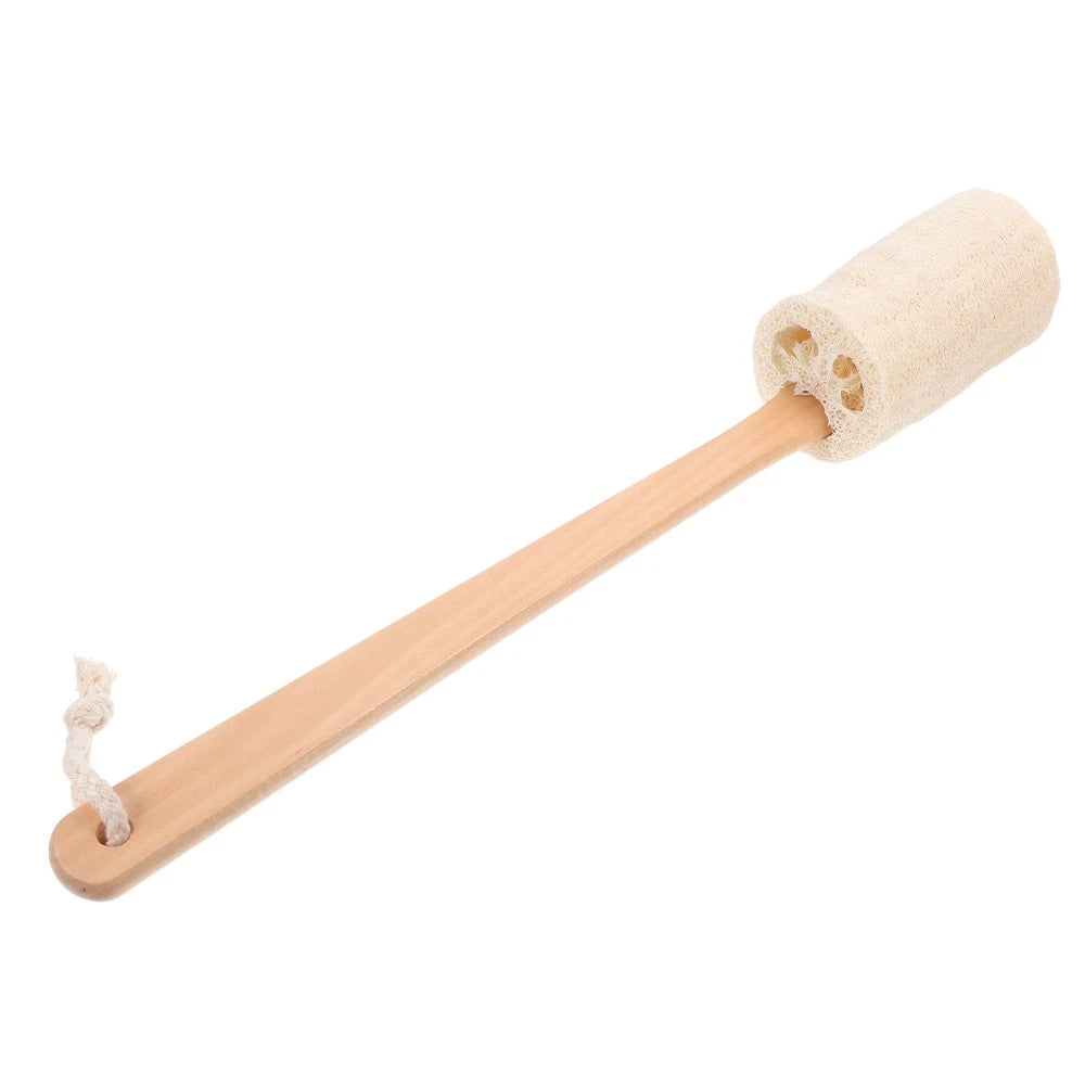 Loofah Bath Brush with Wooden Handle for Exfoliating Skin