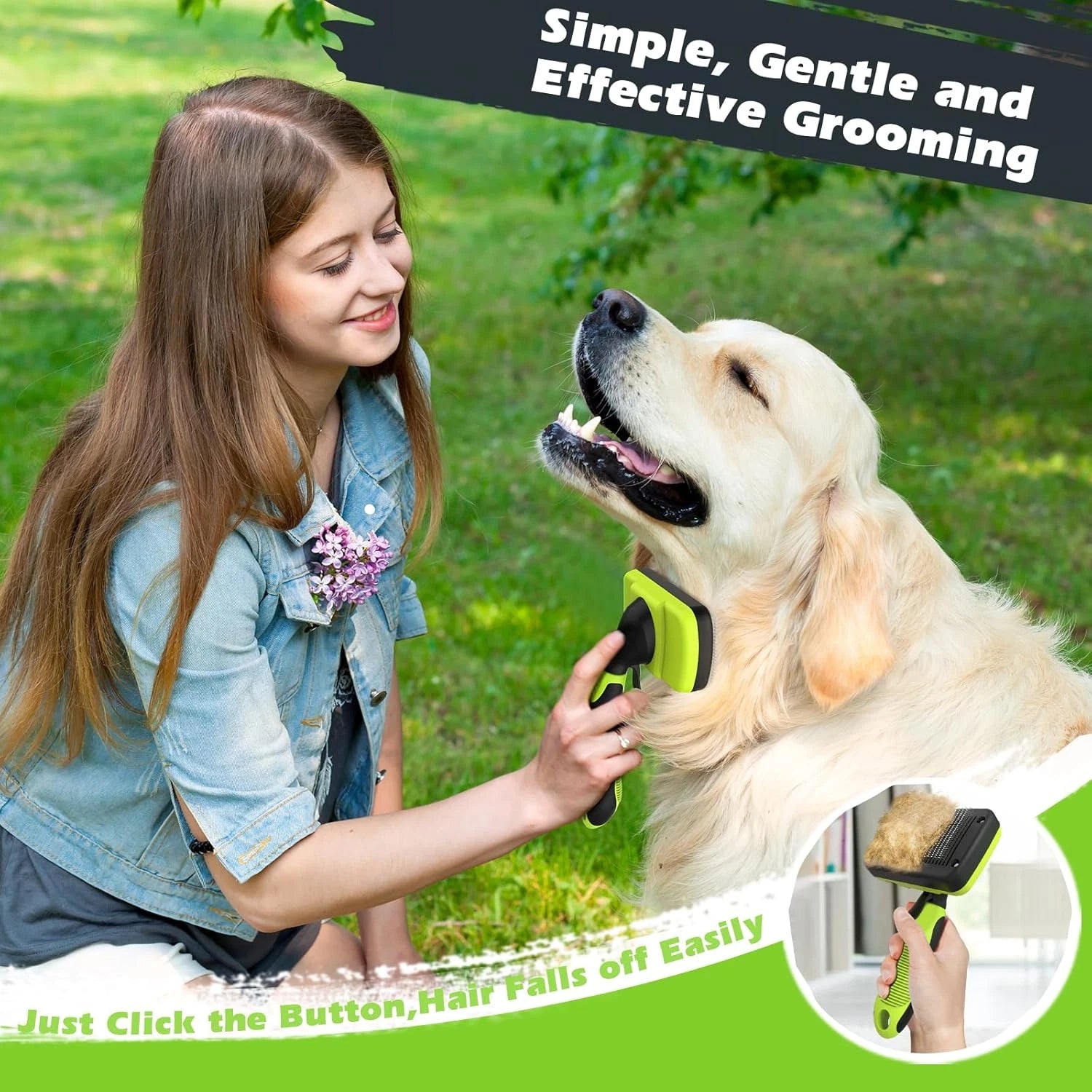 3PCS Dog Grooming Kit - Deshedding Brush, Slicker Brush, Bath Brush and Comb for