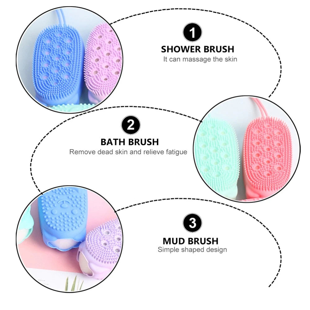 2 Pieces Bath Towel and Brush Child Man Scrubber Body Brushes for Shower