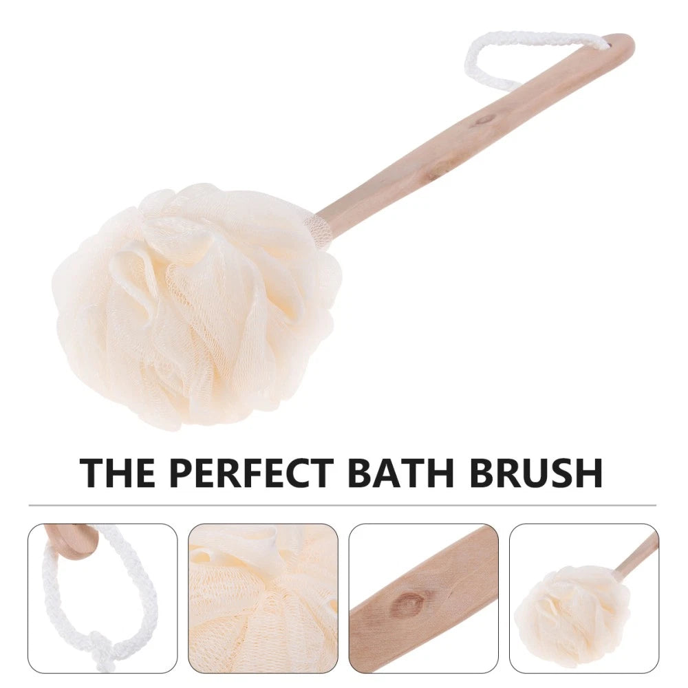 Mesh Loofah Bath Sponge Brush Long Handle Exfoliating Scrubber for