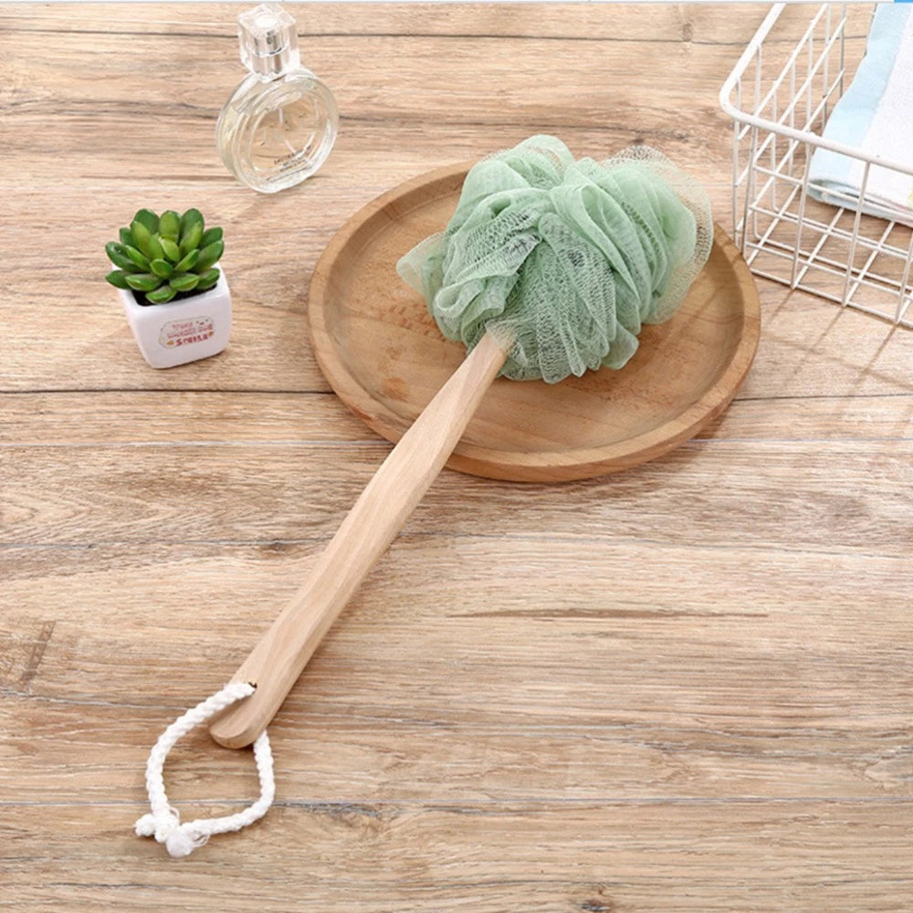 4 Pcs Wooden Handle Back Bath Brush Exfoliating Cleaning Scrubber Bathing Balls