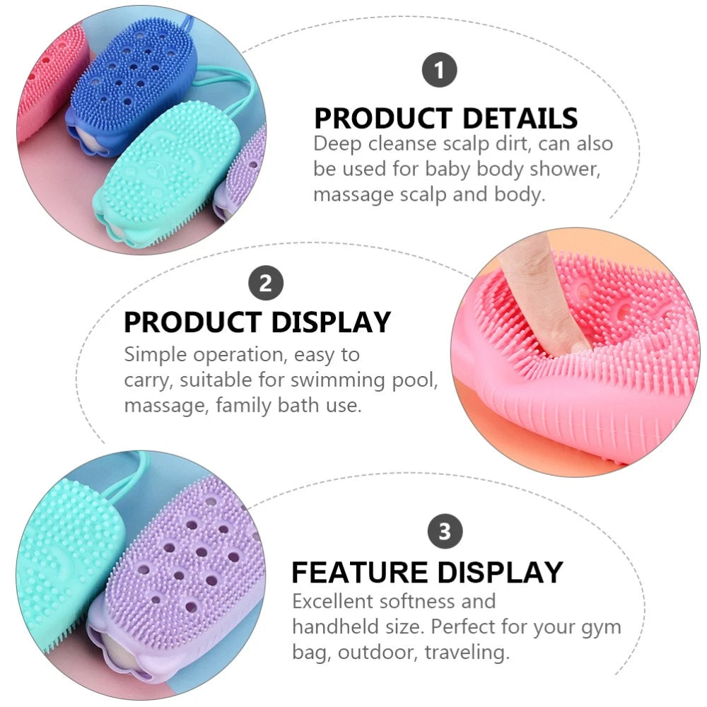 4 Pcs Silicone Bath Towel Men and Women Shower Exfoliating Brush Body