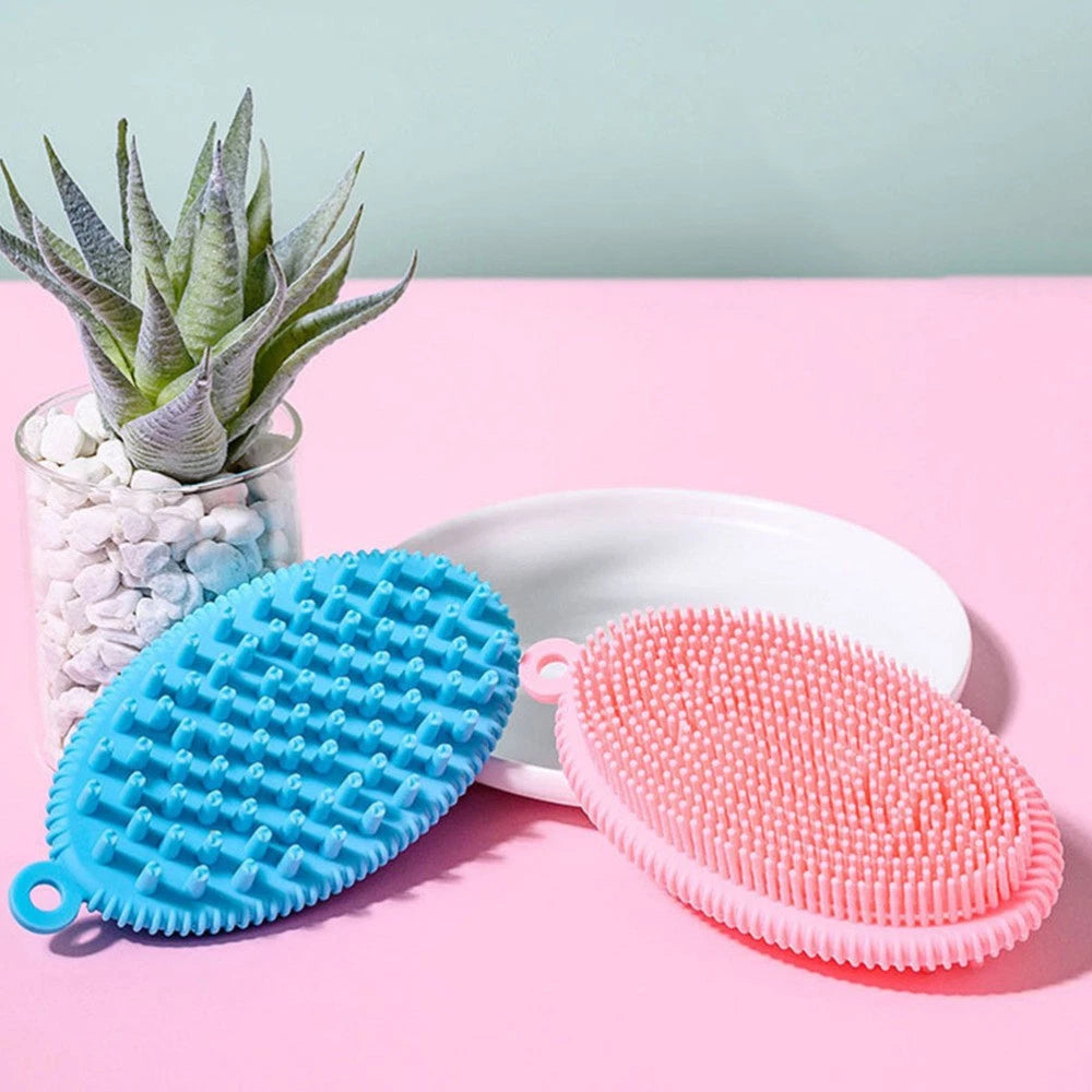 2 Pcs Bath Brush Man Newborn Body Silicone Scrubber Skin Cleaning