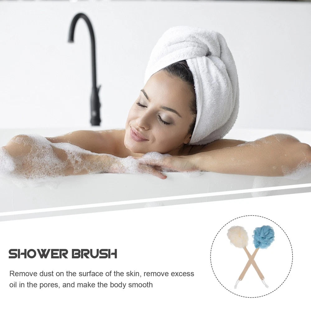2 Pcs Shower Scrubber Bathing Brushes with Long Handle