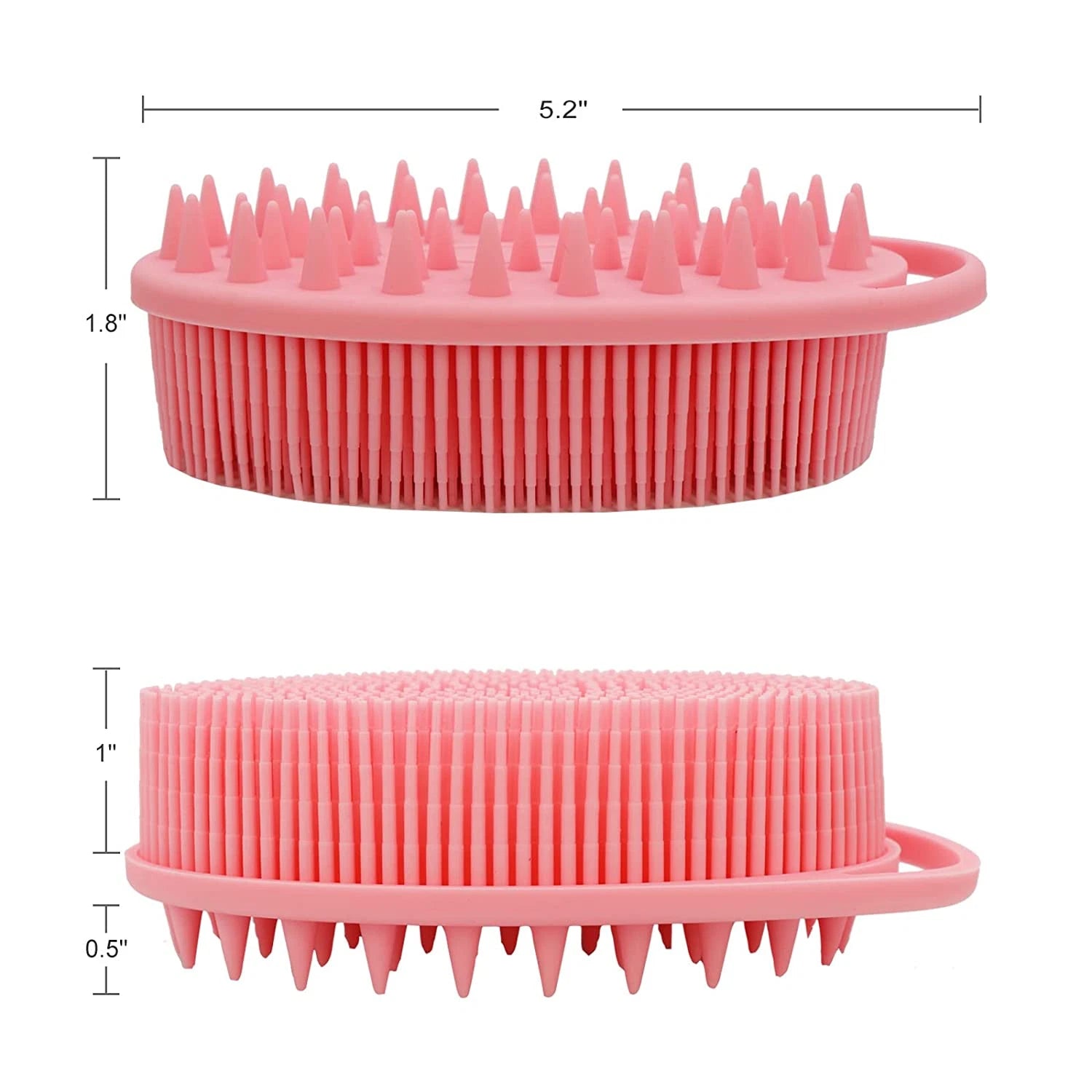 Premium 2-in-1 Silicone Bath and Shampoo Brush, Pink Exfoliating Scrubber