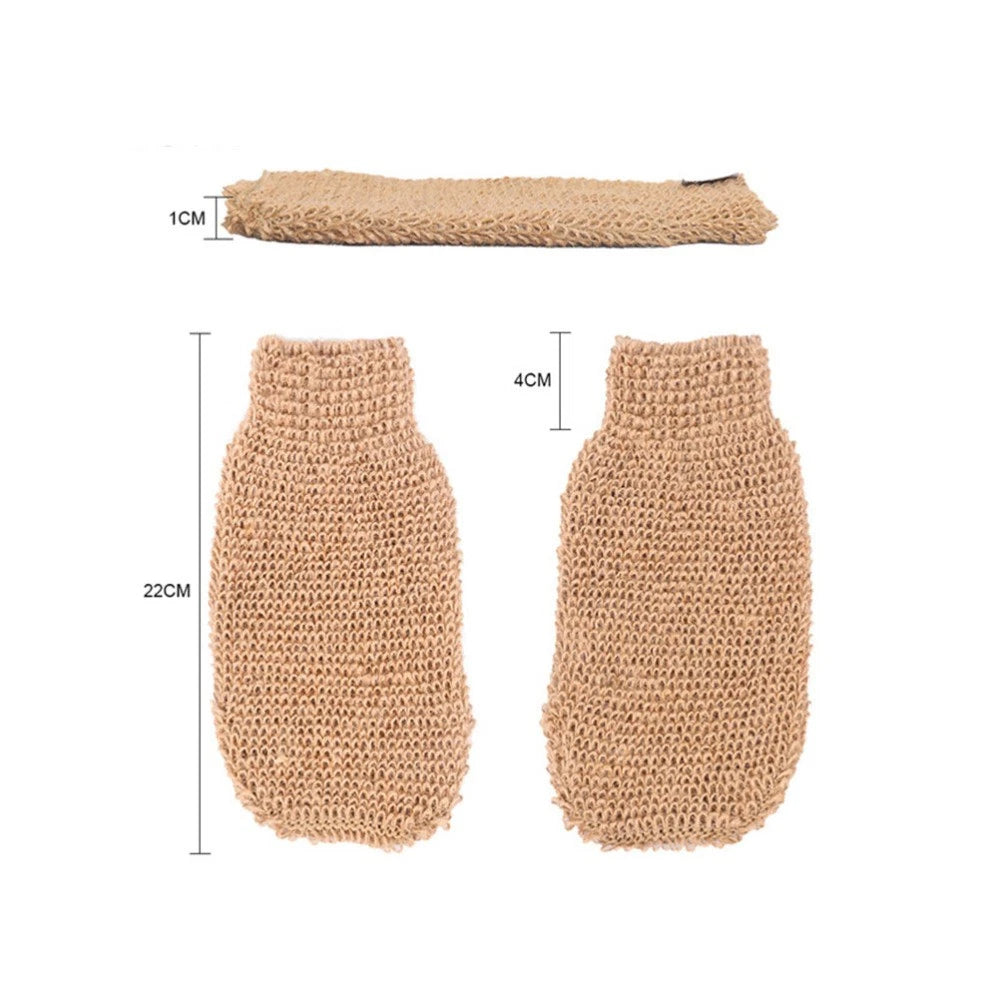 2Pcs Spa Exfoliating Bath Gloves for Deep Clean Ramie Jute Scrubber