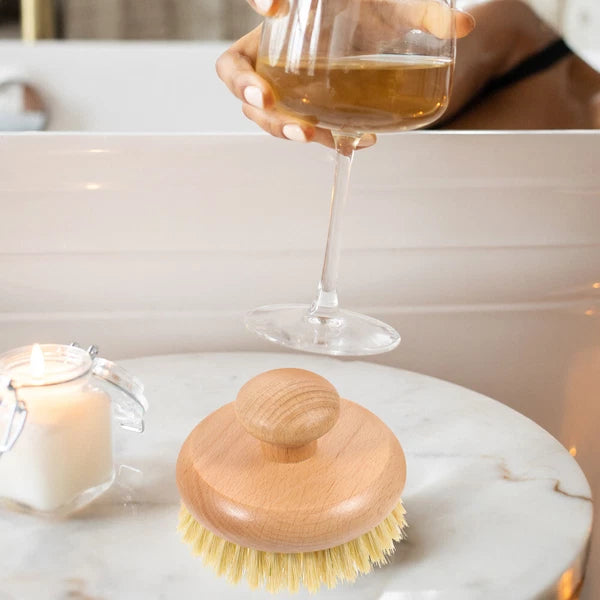 1pc Household Bath Brush Massage Brush Round-shaped Handle Cleaning Brush