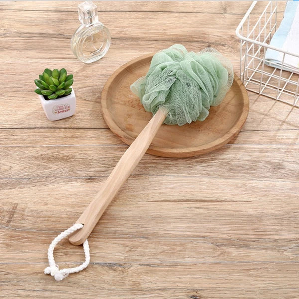 4 Pcs Wooden Handle Back Bath Brush Exfoliating Cleaning Scrubber Bathing Balls